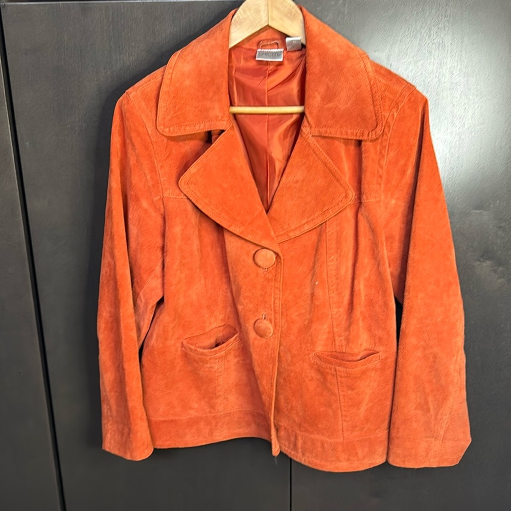 Orange suede Chicos jacket blazer